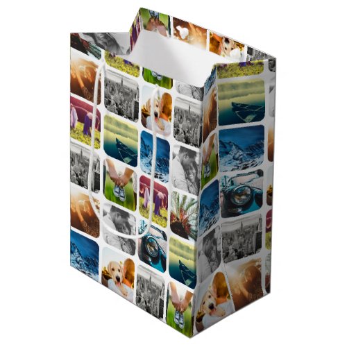 10 Photo Grid Template Square Rounded White Frame Medium Gift Bag