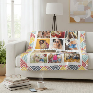 10 Photo Modern Colorful Abstract Geometric Person Fleece Blanket