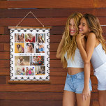 10 Photo Modern Groovy Daisy Flower Stylish Name Hanging Tapestry<br><div class="desc">10 Photo Modern Groovy Daisy Flower Stylish Name Wall Hanging Tapestry features ten of your favorite pictures for an easy and quick DIY add your own photo collage. Personalize with your name and surrounded with a retro groovy daisy flower and checkerboard pattern. Makes a perfect gift for Christmas, birthdays, Mother's...</div>