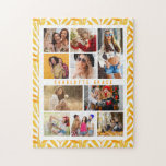 10 Photo Modern Stylish Watercolor Leaves Name Jigsaw Puzzle<br><div class="desc">10 Photo Modern Stylish Watercolor Leaves Name Jigsaw Puzzle features ten of your favorite pictures for an easy and quick DIY add your own photo collage. Personalize with your name and surrounded with a simple pattern of watercolor fall leaves. Makes a perfect gift for Christmas, birthdays, Mother's Day, sisters, best...</div>