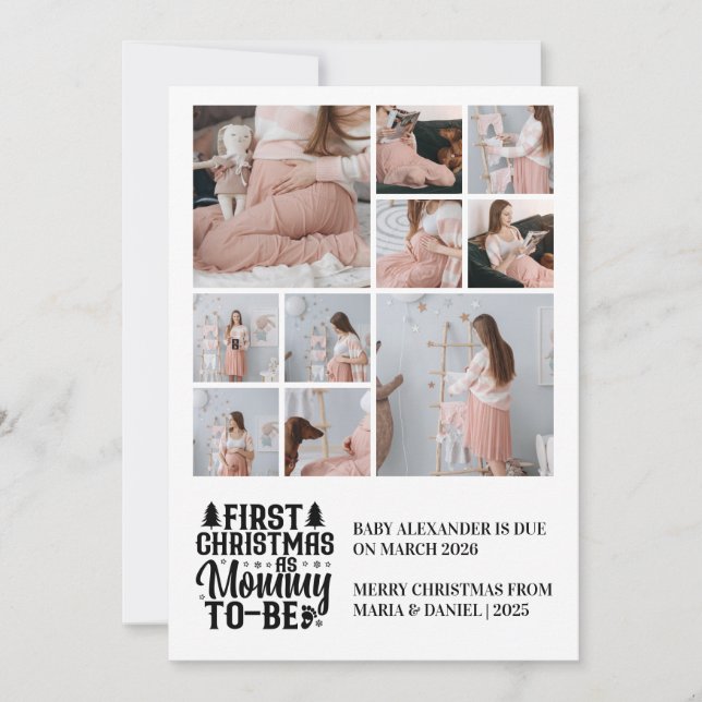 10 Photo Mommy to be Christmas Pregnancy  Holiday Card (Front)