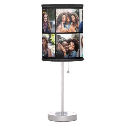 10-photo Personalized Photo Table Lamp (Black) (Left)
