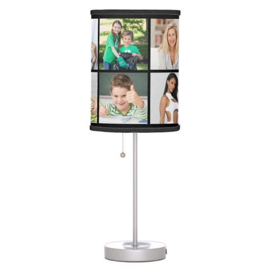 10-photo Personalized Photo Table Lamp (Black) (Right)
