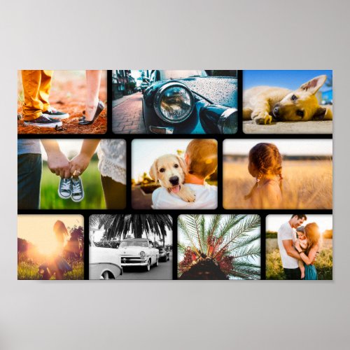 10 Photo Poster Collage Template Black Frame