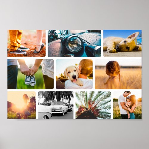 10 Photo Poster Collage Template White Frame