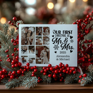 10 Photo Snowflakes Christmas Mr and Mrs Holiday Card