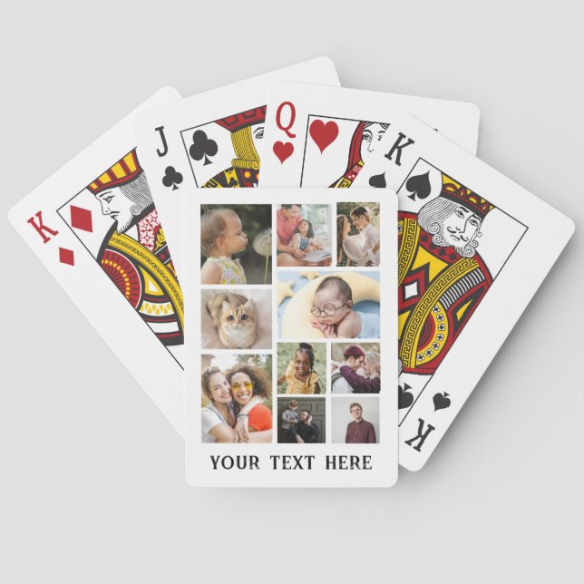 10 Photo Template Collage with Custom Text Poker Cards (Back)