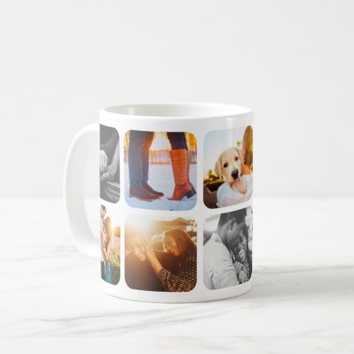 10 Photo Template Grid Rounded Frame Mug