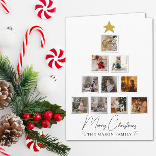 10 Photo Tree Shape Christmas Card
