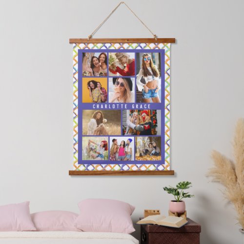 10 Photo Trendy Modern Colorful Geometric Name Hanging Tapestry