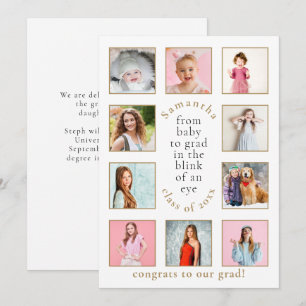 10 Photos Baby to Grad Name Year Graduation Announcement