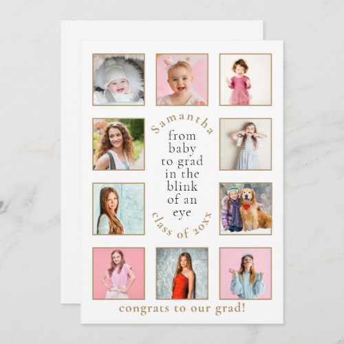 10 Photos Baby to Grad Name Year Graduation Announcement