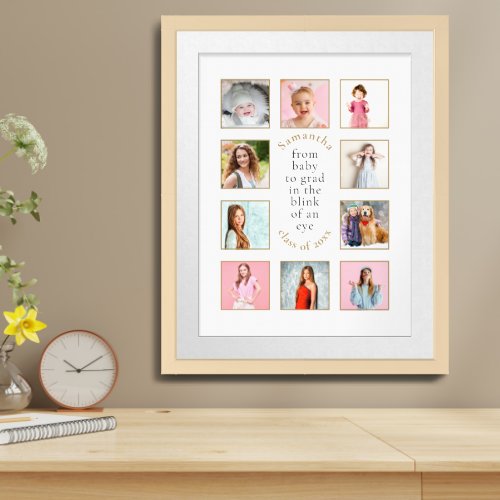 10 Photos From Baby to Grad Name Year Graduate Framed Art