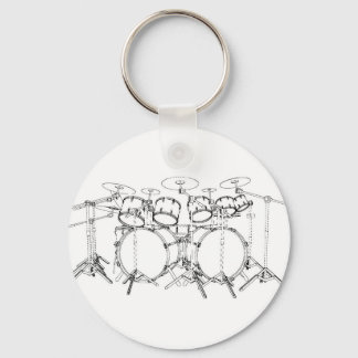 10 Piece Drum Kit: Black & White Drawing: Keychain