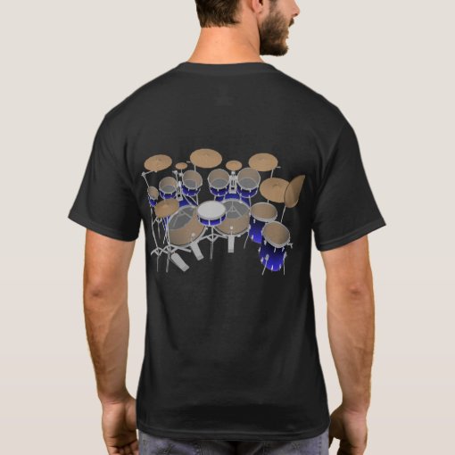 10 Piece Drum Kit: Blue Gradient: Black T-Shirt | Zazzle