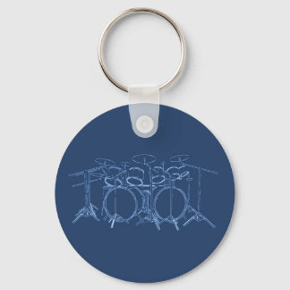 10 Piece Drum Kit: Blueprint Drawing: Keychain