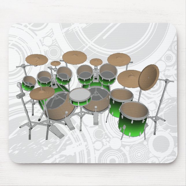 10 Piece Drum Kit: Green Gradient: Drums Mousepad (Front)