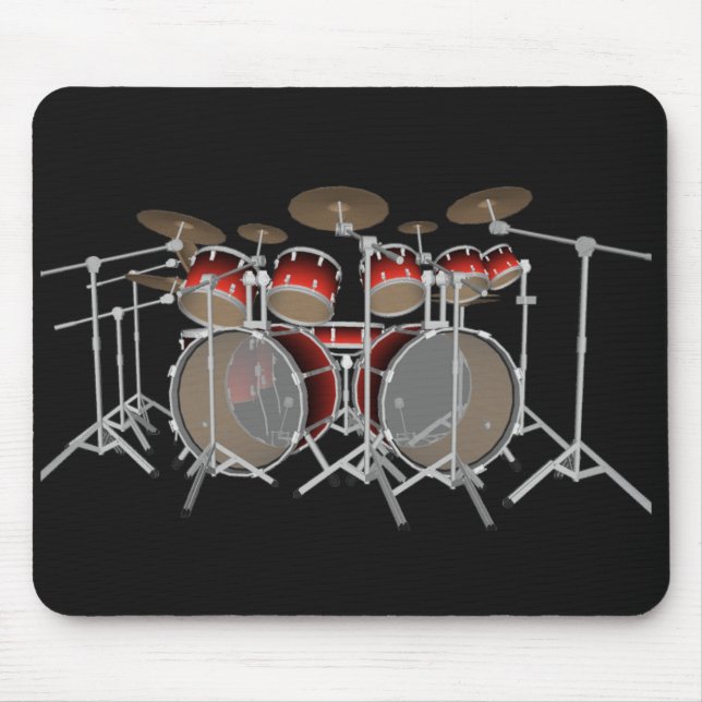10 Piece Drum Kit: Red Set: Drums Mousepad (Front)