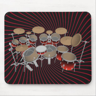 10 Piece Drum Kit: Red Spiral Graphics: Mousepad