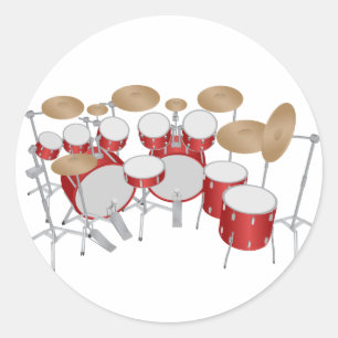 10 Piece Drum Kit: Vector Drawing: Classic Round Sticker