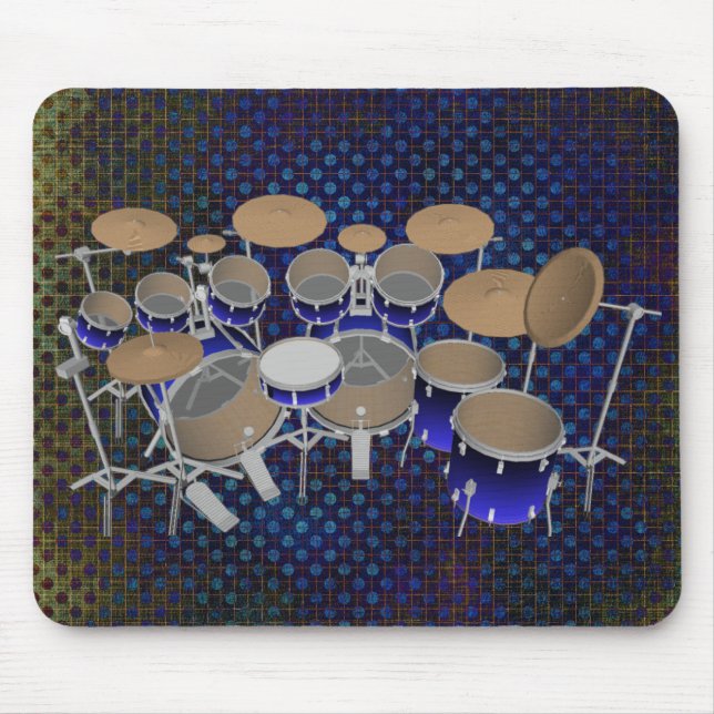10 Piece Drum Set: Blue Gradient: Drums Mousepad (Front)