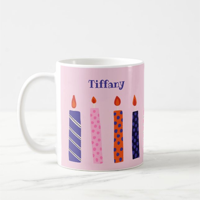10 Pretty Pink and Purple Birthday Candles Coffee Mug (Left)