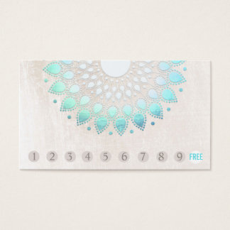 10 Punch Customer Loyalty Turquoise Lotus Business Card