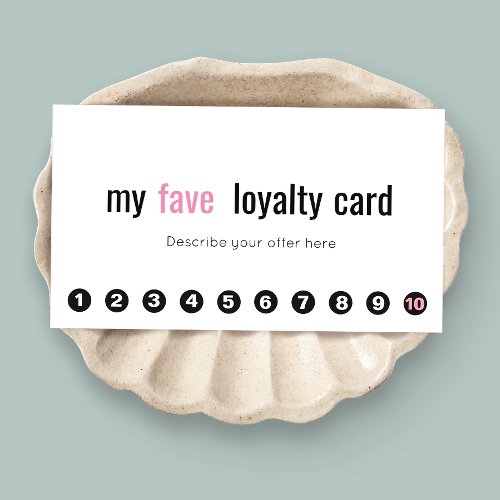 10 Punch Pink Beauty Salon Customer Loyalty Card 2