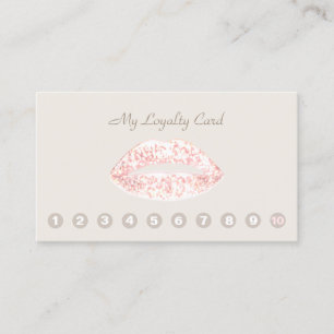 10 Punch Pink Glitter Lips Customer Loyalty Card