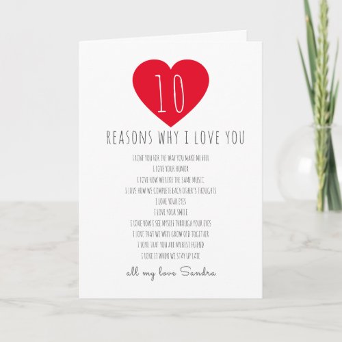 10 reasons I love christmas valentines photo gift Card