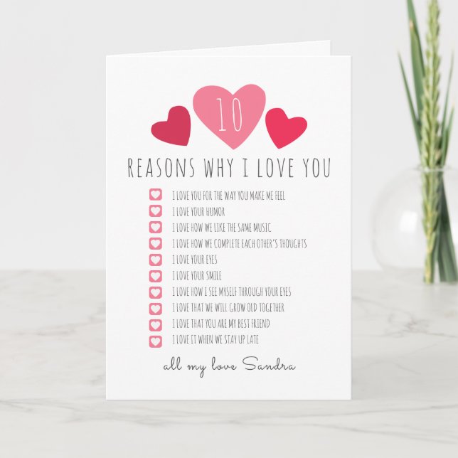 10 reasons I love christmas valentines photo gift Card (Front)