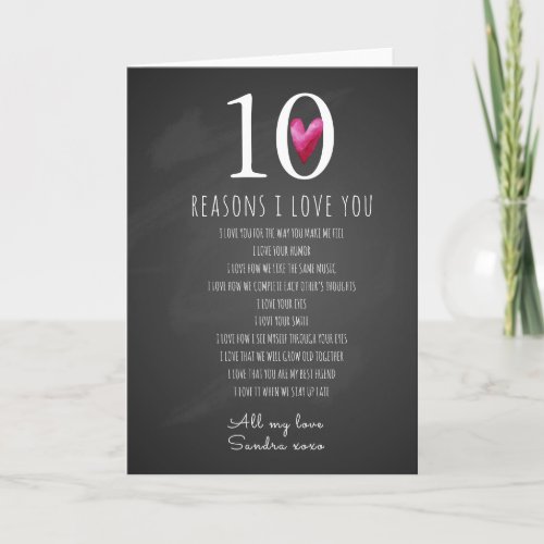 10 reasons I love you birthday Card