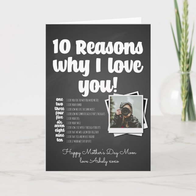 10 reasons I love you mom Mother's Day birthday Card (Front)
