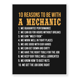 10 Reasons To Be With a Mechanic Funny mechanic Temporary Tattoos