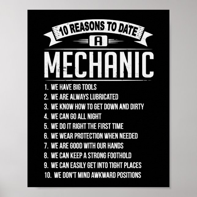 10 Reasons To Date a Mechanic Poster (Front)