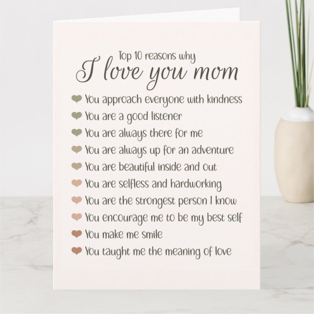 10 Reasons Why I Love You Mom Mother's Day Gift Card (Front)