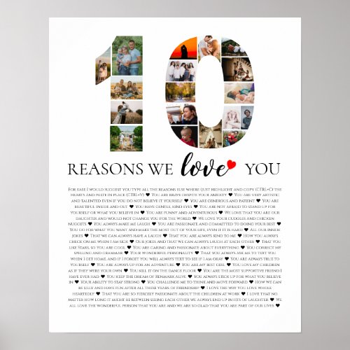 10 reasons why we love you wedding anniversary poster