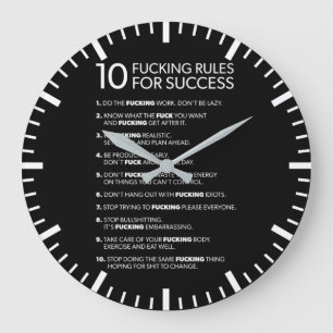 10 Rules For Success - Motivational Large Clock
