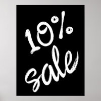 10% Sale Sign, 18x24 Black and White Sale