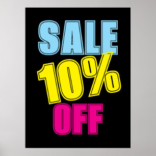 10% Sale Sign, Retail Store Signage, Colorful Sale Poster