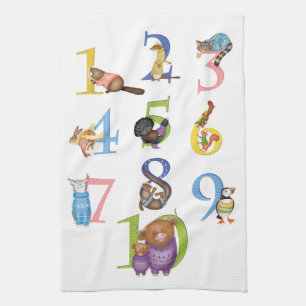 10 Scottish animals kitchen tea towel