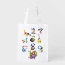 10 Scottish animals reusable grocery bag