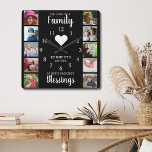 10 Square Photo Collage Family Quote Black White Square Wall Clock<br><div class="desc">Create your own photo collage wall clock with 10 of your favorite instagram square pictures. The photo strip clock helps you treasure your special moments and also makes a thoughtful gift for parents, grandparents and friends. The personalized family clock makes it a perfect gift for all occasions. Personalize with family...</div>
