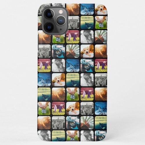 10 Square Photo Grid Template Rounded Black Frame iPhone 11Pro Max Case