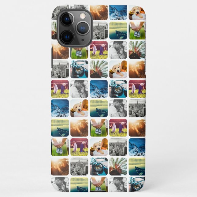 10 Square Photo Grid Template Rounded White Frame iPhone Case (Back)