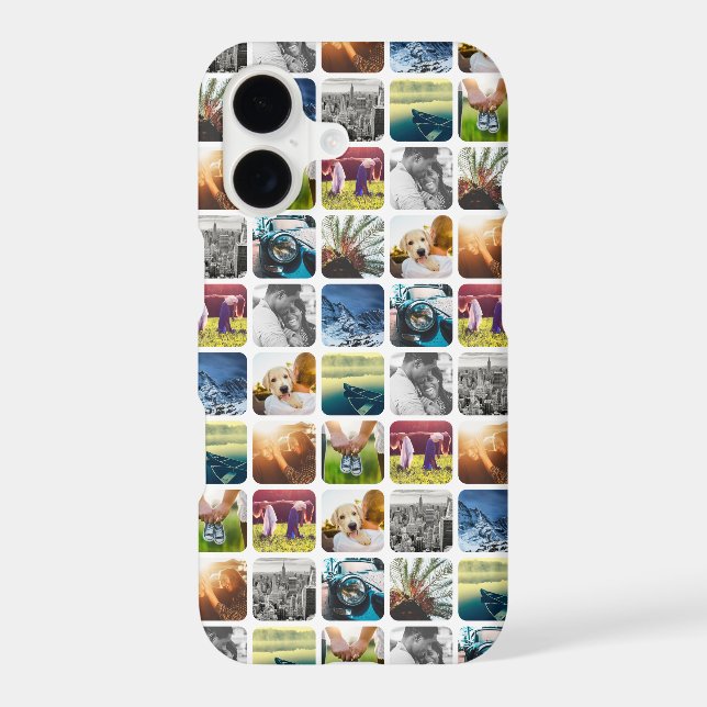 10 Square Photo Grid Template Rounded White Frame iPhone Case (Back)