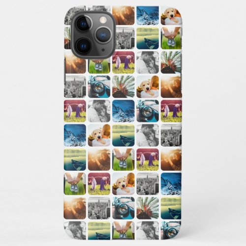 10 Square Photo Grid Template Rounded White Frame iPhone 11Pro Max Case