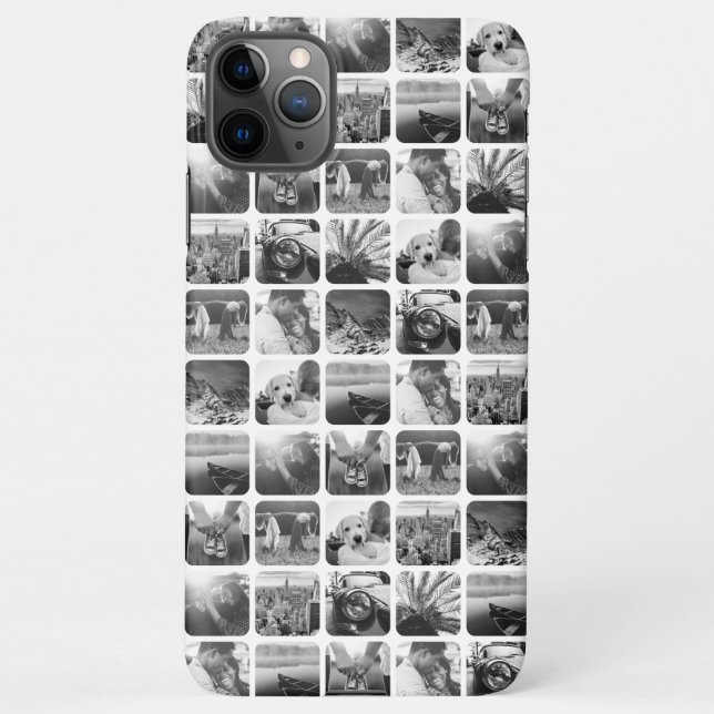 10 Square Photo Grid Template Rounded White Frame  iPhone Case (Back)