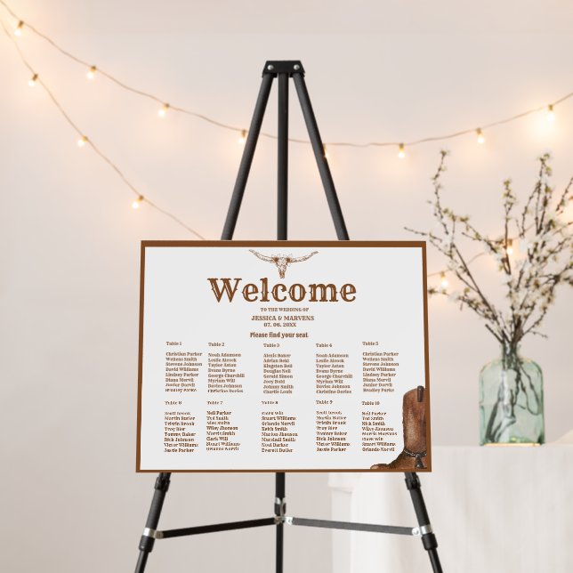 10 Table Boho western wedding seating charts Foam Board (In Situ (Stand))