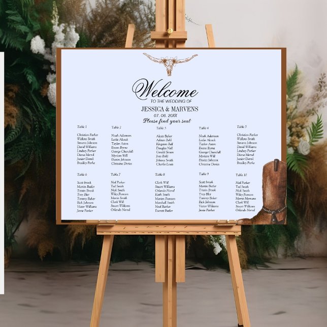 10 Table Boho western wedding seating charts Foam Board (Creator Uploaded)